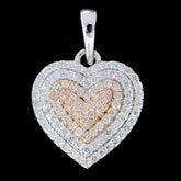 Womens 10k White & Rose Gold Heart Pendant 1.45 CTW Natural Diamonds 2gms Charm